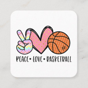 Peace Love Basketball Heart for Women Teens Tween Square Business Card