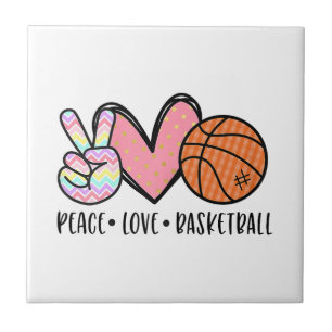 Peace Love Basketball Heart for Women Teens Tween  Tile