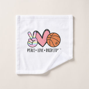 Peace Love Basketball Heart for Women Teens Tween  Wash Cloth