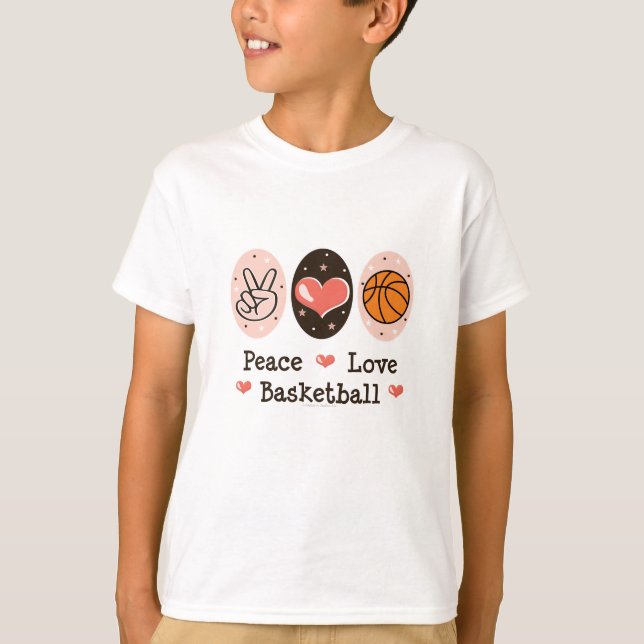 Peace Love Basketball Kids Sweatshirt T-Shirt (Front)
