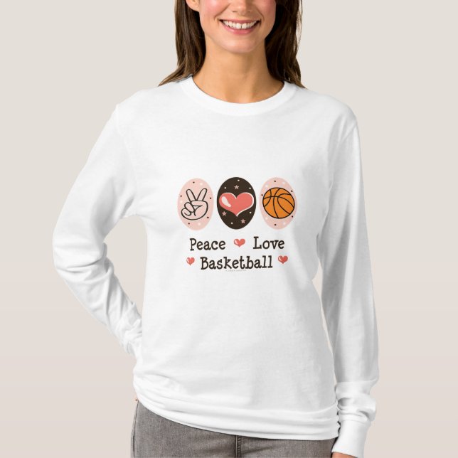Peace Love Basketball Long Sleeve T-shirt (Front)