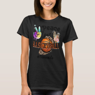 Peace Love Basketball Nonna Life Mum Grandma Leopa T-Shirt