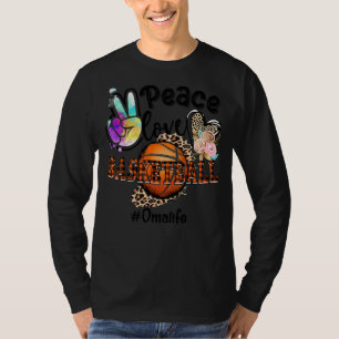 Peace Love Basketball Oma Life Mum Grandma Leopard T-Shirt