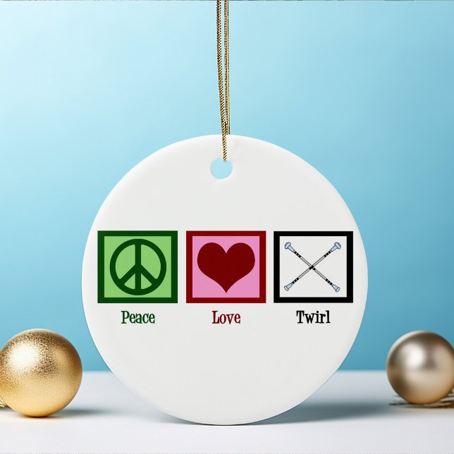 Peace Love Batons Ceramic Tree Decoration (Creator Uploaded)