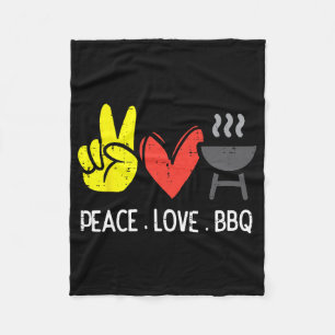 Peace Love Bbq Retro Byrbecue Meat Grilling Men Wo Fleece Blanket