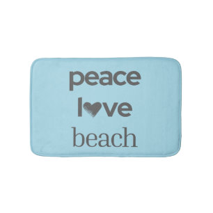 Peace Love Beach -Blue Coastal Life Bathroom Decor Bath Mat