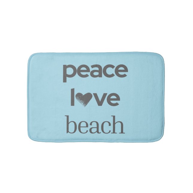 Peace Love Beach Blue Coastal Life Bathroom Decor Bath Mat (Front)