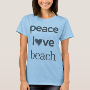 Peace Love Beach Graphic Print -Coastal Ocean Life T-Shirt