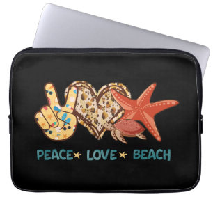 Peace, Love, Beach Hand-Peace, Heart, Turtle Laptop Sleeve