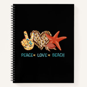 Peace, Love, Beach   Hand-Peace, Heart, Turtle Notebook