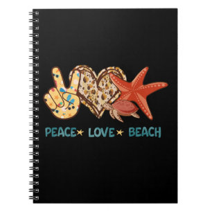 Peace, Love, Beach   Hand-Peace, Heart, Turtle Notebook