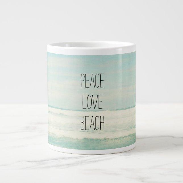 Peace Love Beach Large Coffee Mug (Front)