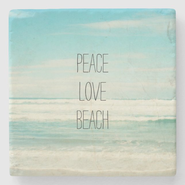 Peace Love Beach Stone Coaster (Front)