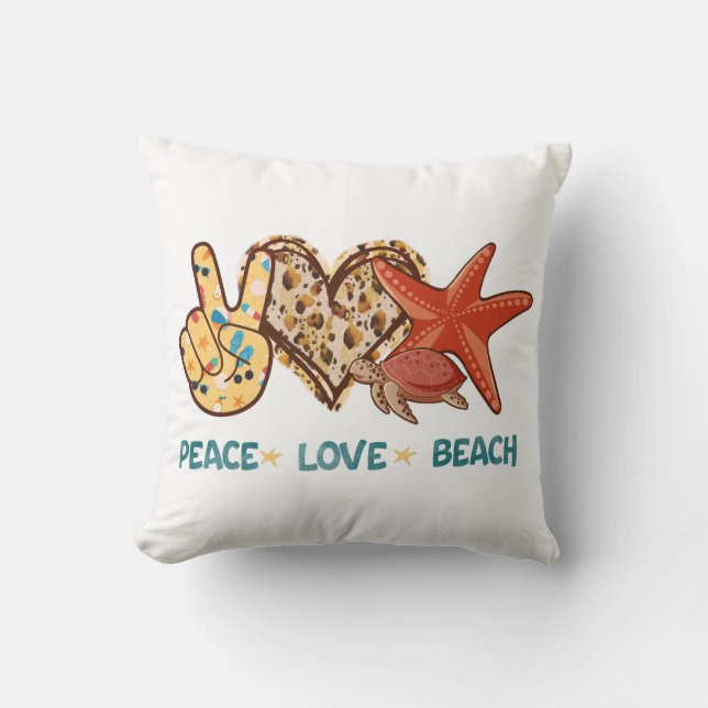 Peace, Love, Beach | Summer Vibes | Vintage Cushion (Front)