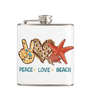 Peace, Love, Beach   Summer Vibes   Vintage Hip Flask