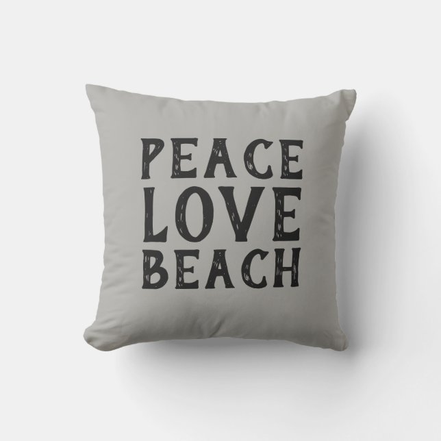 PEACE LOVE BEACH typography | Cushion (Front)