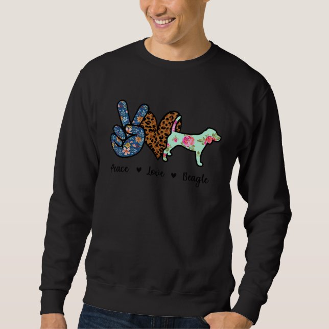 Peace Love Beagle Dog Leopard Sweatshirt (Front)
