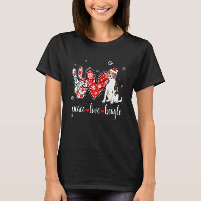 Peace Love Beagle   Dog T-Shirt (Front)