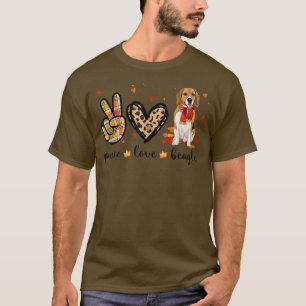 Peace Love Beagle Scarf Leopard Fall Autumn Thanks T-Shirt