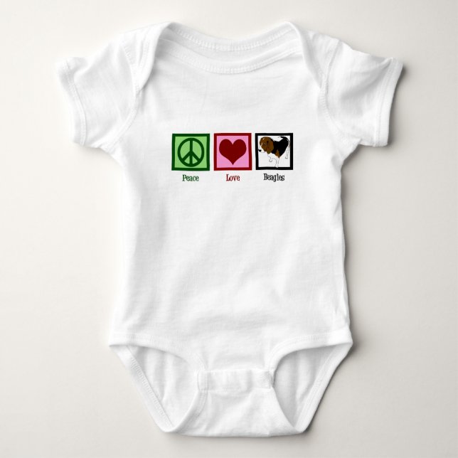 Peace Love Beagles Baby Bodysuit (Front)