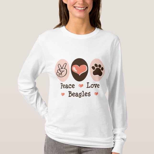 Peace Love Beagles Hoodie T-Shirt (Front)