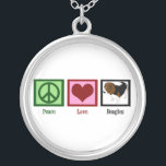 Peace Love Beagles Silver Plated Necklace<br><div class="desc">A peace sign,  heart,  and a cute beagle. I love this pretty dog gift for beagle owners.</div>
