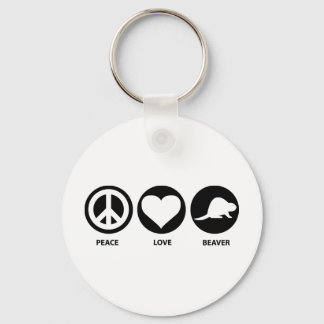 Peace Love Beaver Key Ring