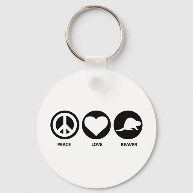 Peace Love Beaver Key Ring (Front)