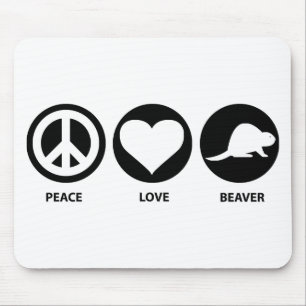 Peace Love Beaver Mouse Pad
