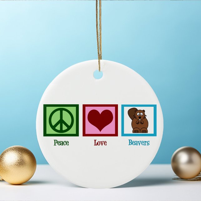 Peace Love Beavers Ceramic Tree Decoration (Creator Uploaded)