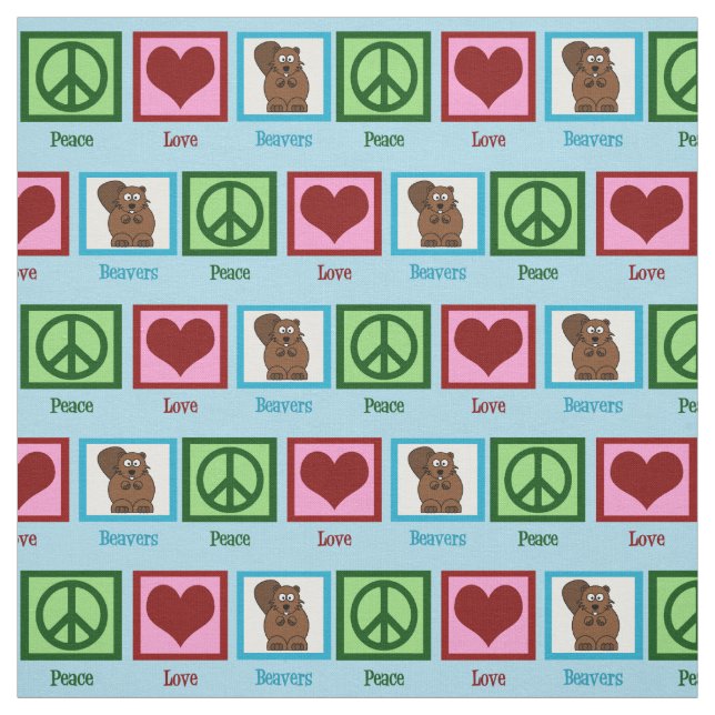 Peace Love Beavers Fabric (Swatch)