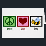 Peace Love Bees<br><div class="desc">Cute bumbleebee card for honey bee lovers. Peace Love Bees. A pretty beekeeper gift.</div>