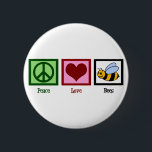 Peace Love Bees 6 Cm Round Badge<br><div class="desc">Cute bumbleebee design for honey lovers.</div>