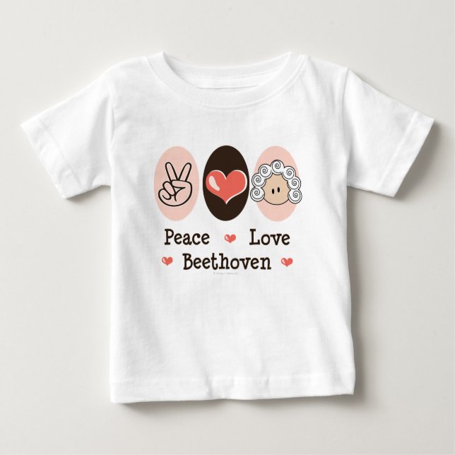 Peace Love Beethoven Baby T-shirt (Front)