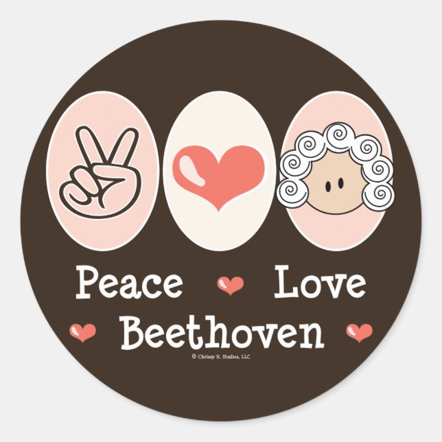 Peace Love Beethoven Stickers (Front)