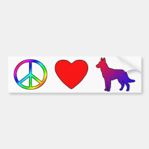 Peace Love Belgian Malinois Bumper Sticker