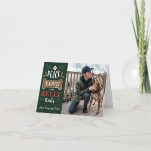 Peace Love Belly Rubs Dog Happy Holidays Christmas Card