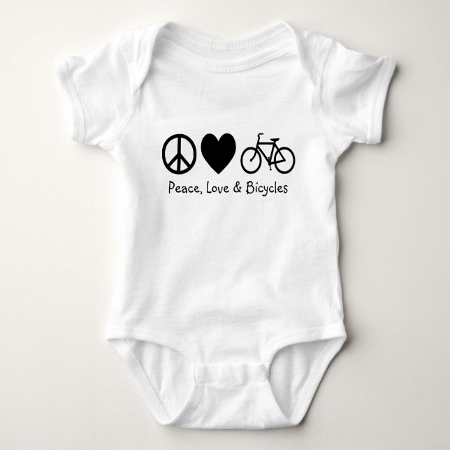 Peace, Love & Bicycles Baby Bodysuit (Front)
