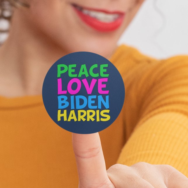 Peace Love Biden Harris Classic Round Sticker (Creator Uploaded)