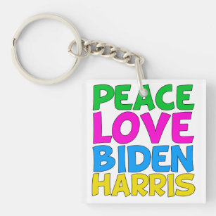 Peace Love Biden Harris Cute 2024 Election Key Ring