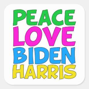 Peace Love Biden Harris Cute 2024 Election Square Sticker