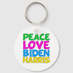 Peace Love Biden Harris Cute Democrat Key Ring