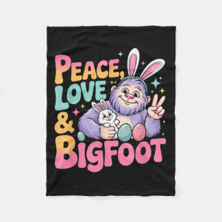 Peace Love Bigfoot Easter Day Design Fleece Blanket