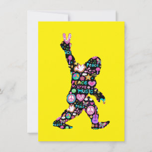 Peace Love Bigfoot Hippie Funny Bigfoot Lover Invitation