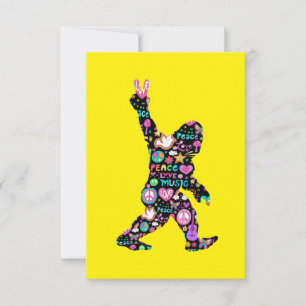 Peace Love Bigfoot Hippie Funny Bigfoot Lover Invitation