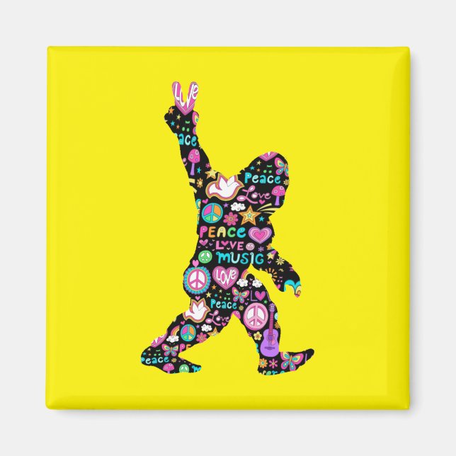 Peace Love Bigfoot Hippie Funny Bigfoot Lover    Magnet (Front)