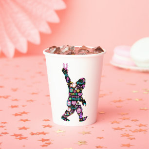 Peace Love Bigfoot Hippie Funny Bigfoot Lover      Paper Cups