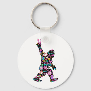 Peace Love Bigfoot Hippie Funny Bigfoot Lover T-Sh Key Ring