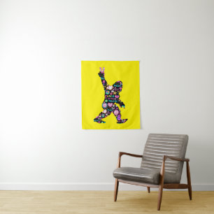 Peace Love Bigfoot Hippie Funny Bigfoot Lover Tapestry