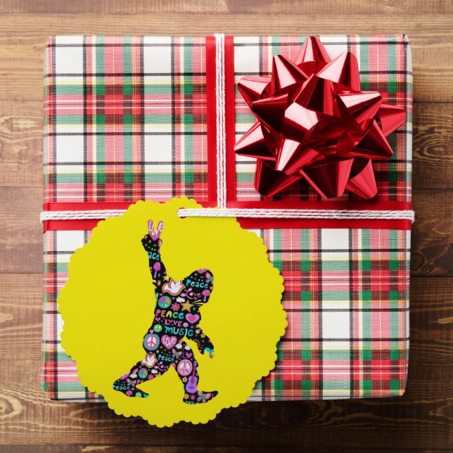 Peace Love Bigfoot Hippie Funny Bigfoot Lover      Tree Decoration Card (Insitu (Gift))